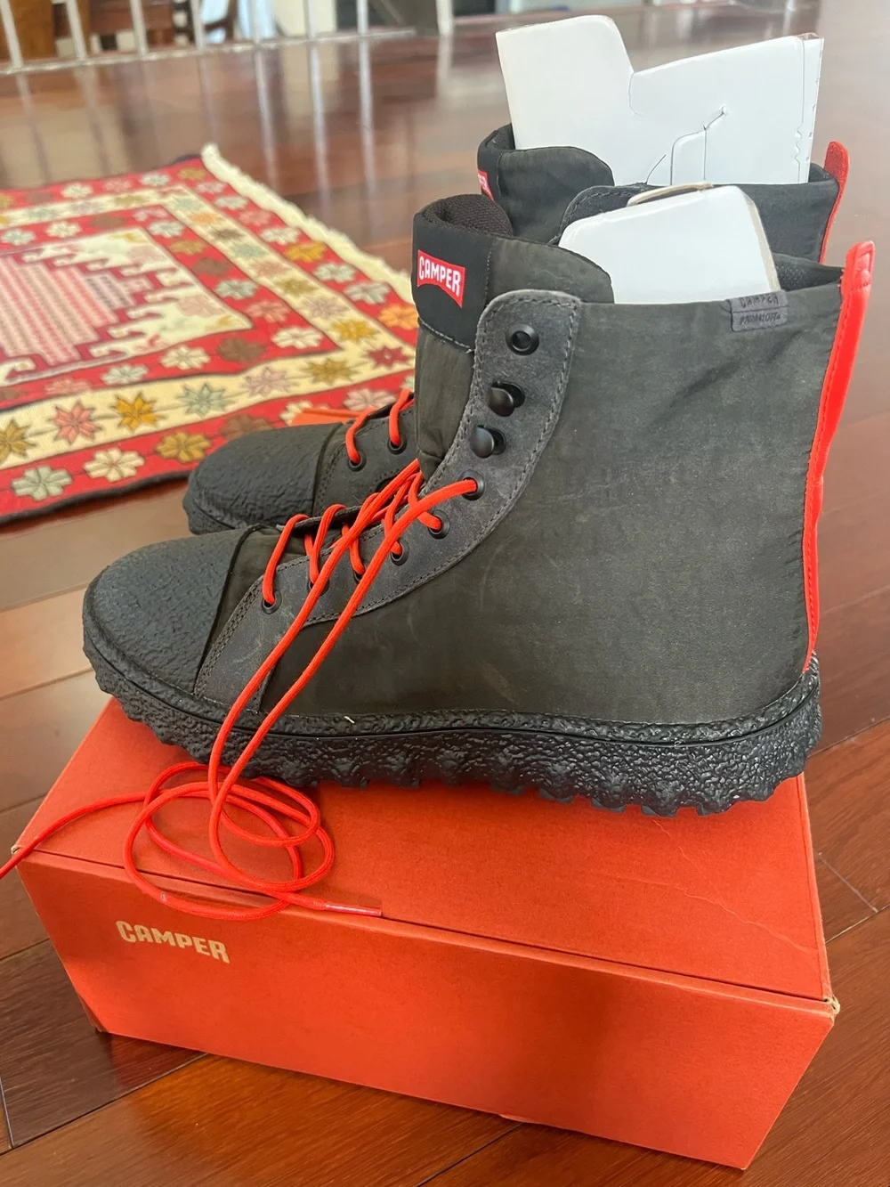 Camper x Micheling Men’s Black Boots with Red Laces